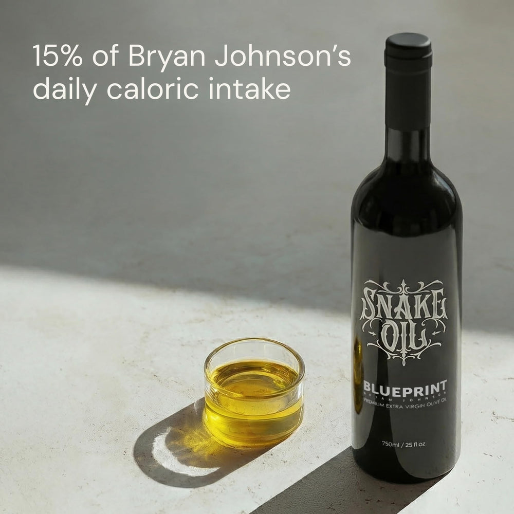 Blueprint Bryan Johnson drizzle over salad shows versatile finishing oil