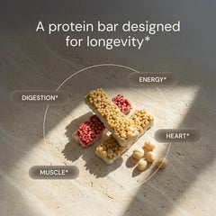 Blueprint Bryan Johnson macadamia bar raspberry variant offers a low-sugar snack