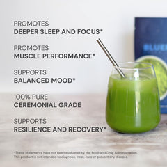 Blueprint Bryan Johnson ceremonial matcha powder finely ground green powder ready to whisk.