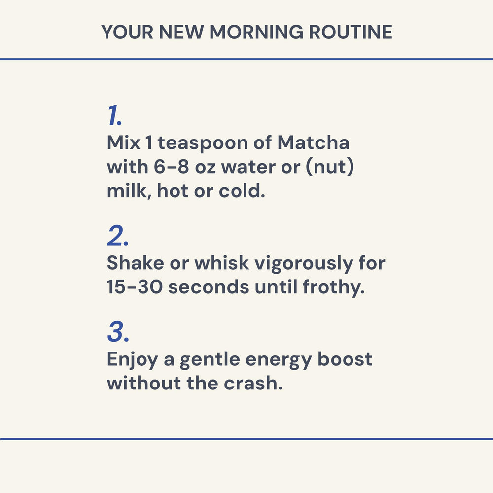 Blueprint Bryan Johnson Matcha powder stirred into smoothie for a nutritious boost.