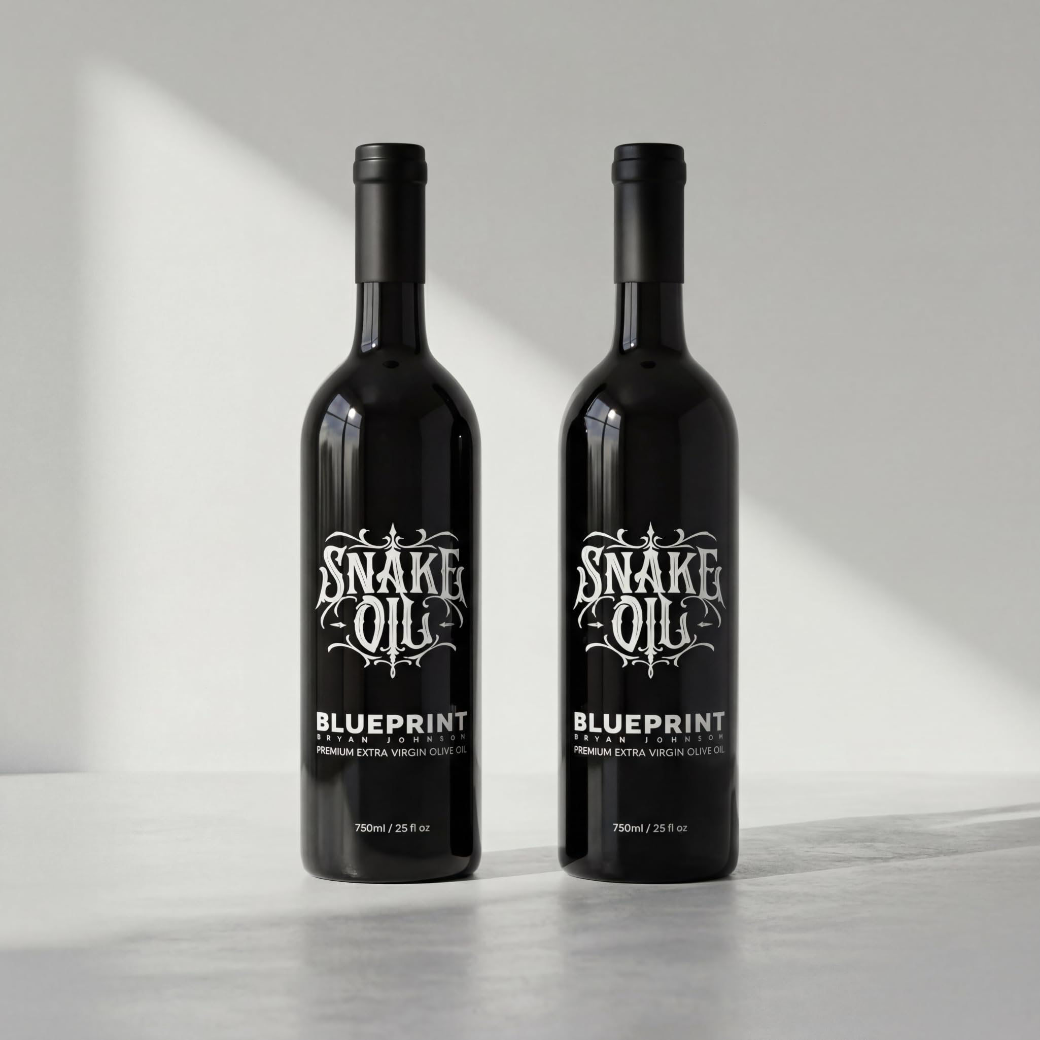 Blueprint Bryan Johnson olive oil pour close-up captures smooth texture
