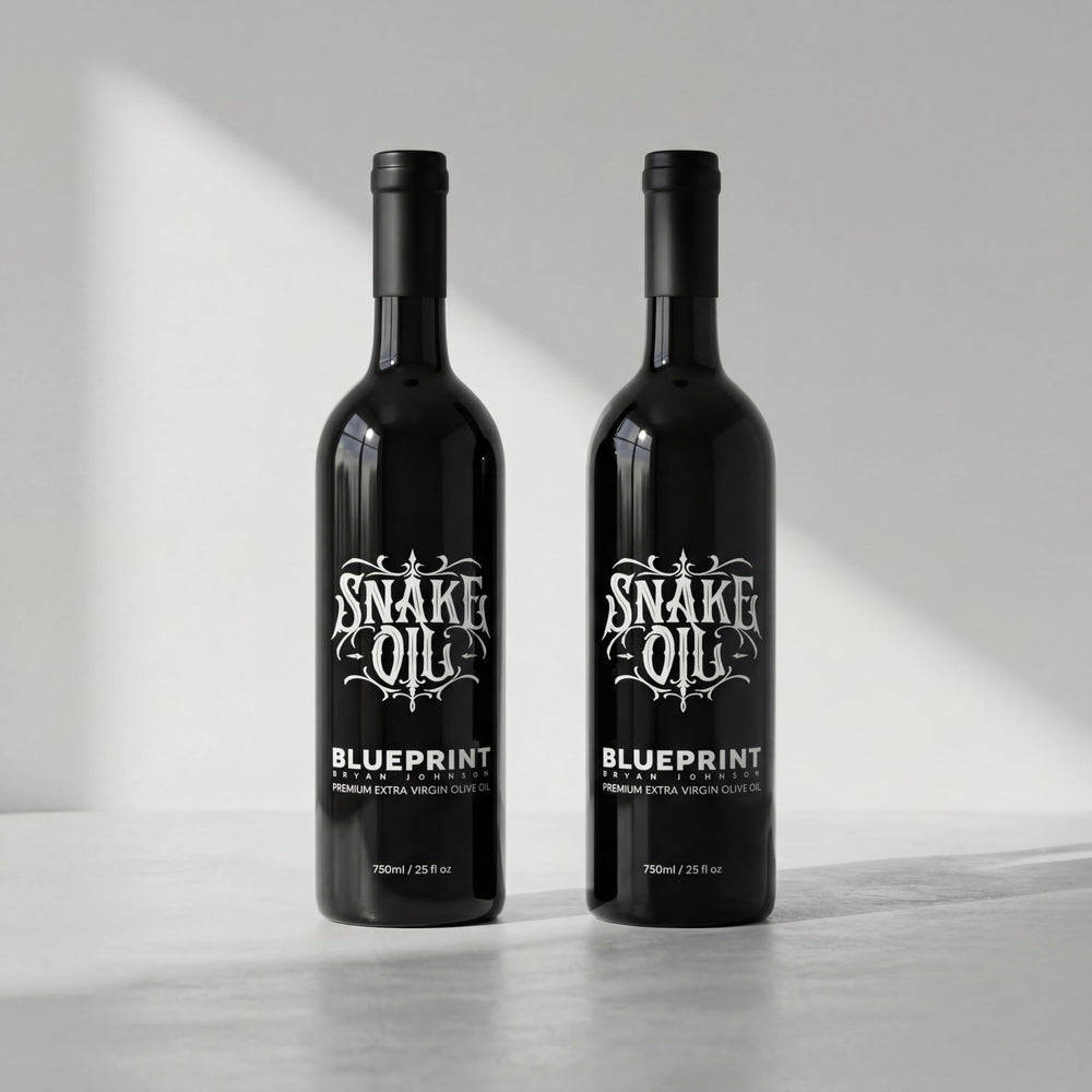 Blueprint Bryan Johnson olive oil pour close-up captures smooth texture