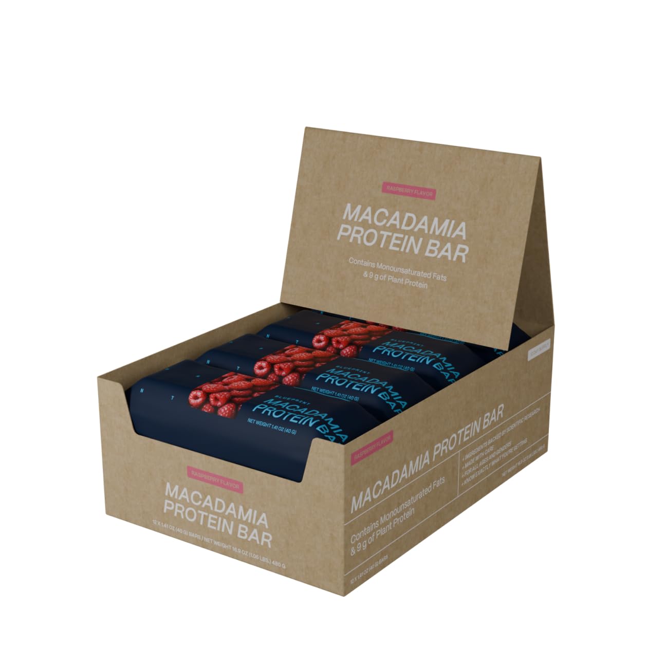 Blueprint Bryan Johnson raspberry macadamia bar wrapped for on-the-go protein