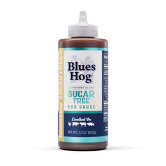 Blues Hog Sugar Free Champions' Blend bottle front view, ready for grilling.