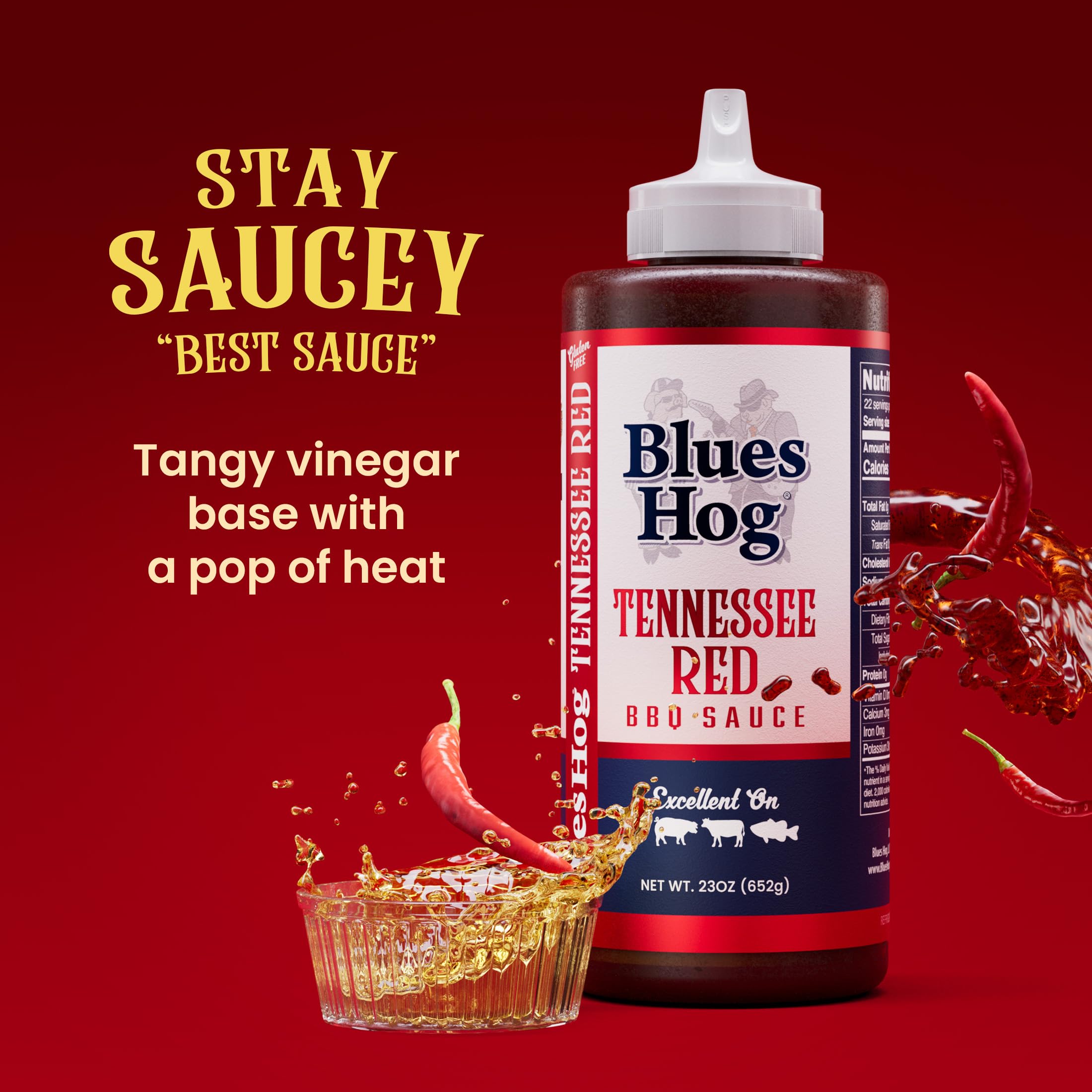 Blues Hog Tennessee Red BBQ Sauce glaze on grilled meat for a tangy finish
