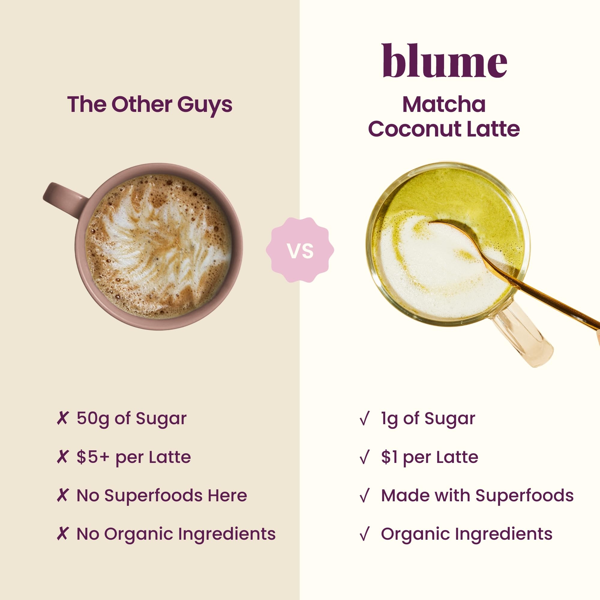 Blume matcha scoop with powder ready for quick prep