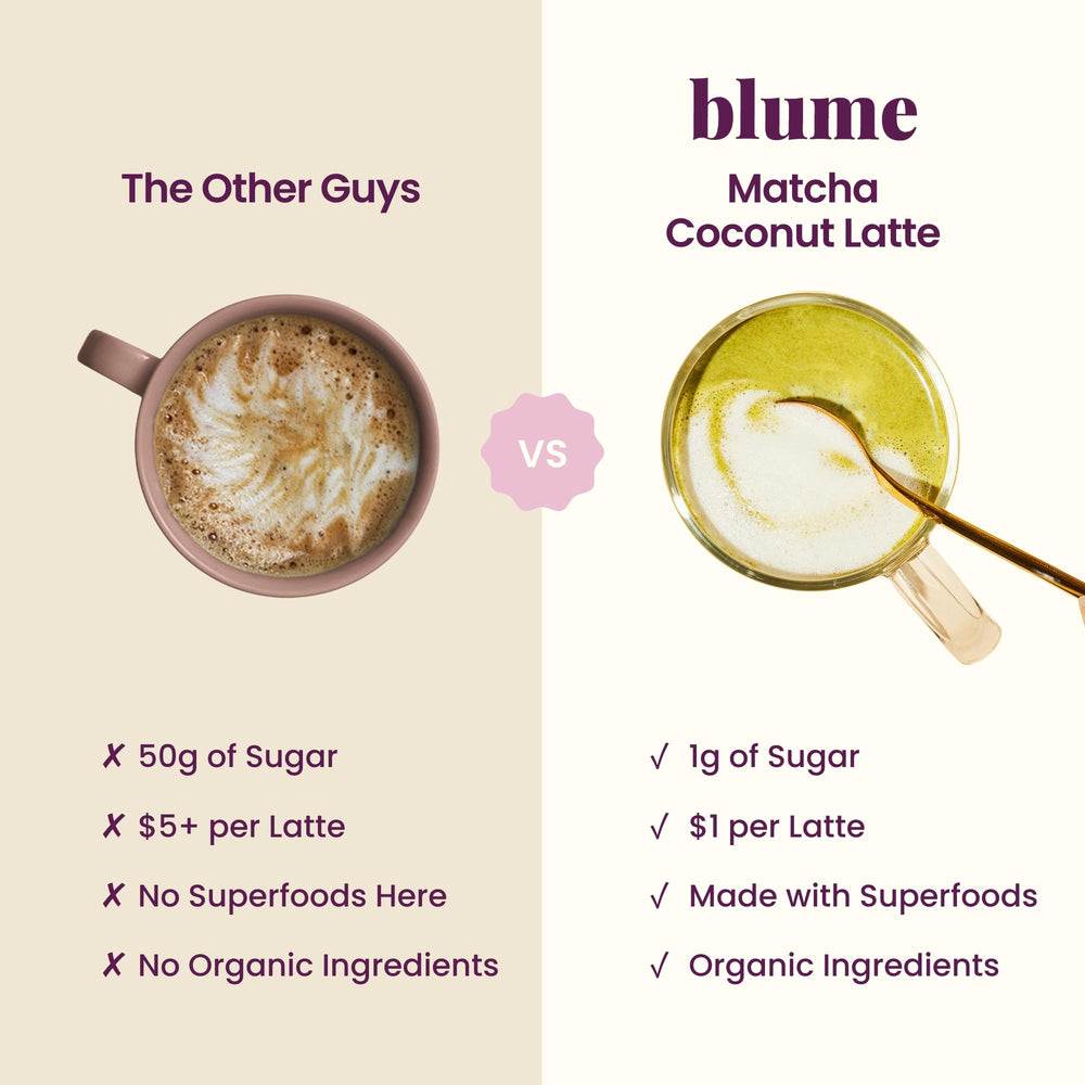 Blume matcha scoop with powder ready for quick prep