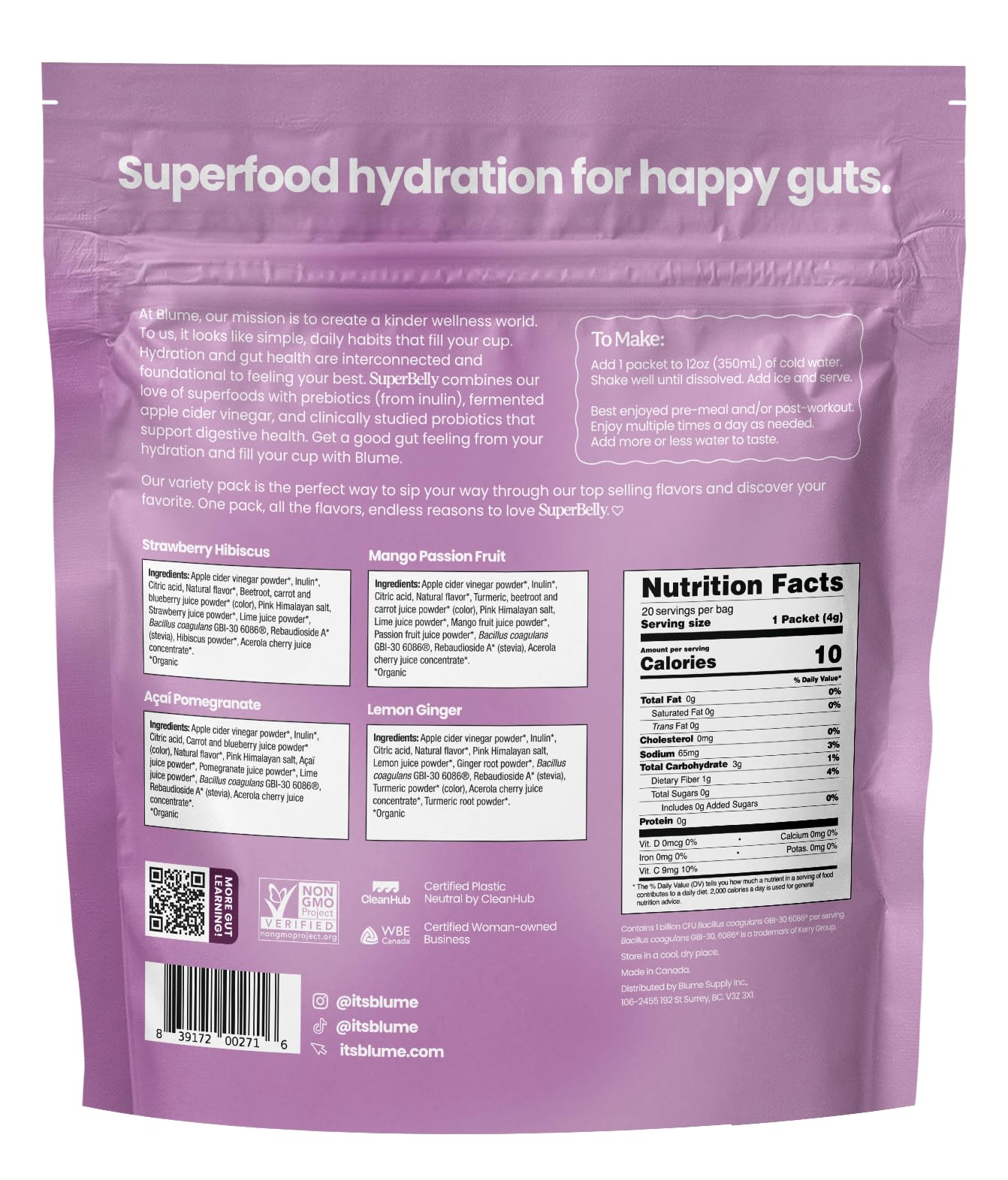 Blume SuperBelly daily hydration routine with flavor variety and ease of use