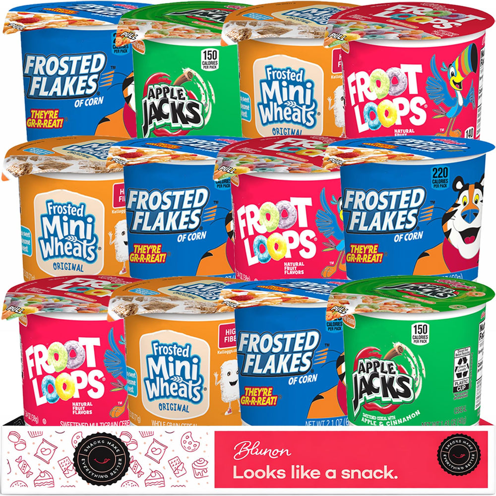 Blunon Cereal Cups variety pack ready for quick breakfasts on the go.
