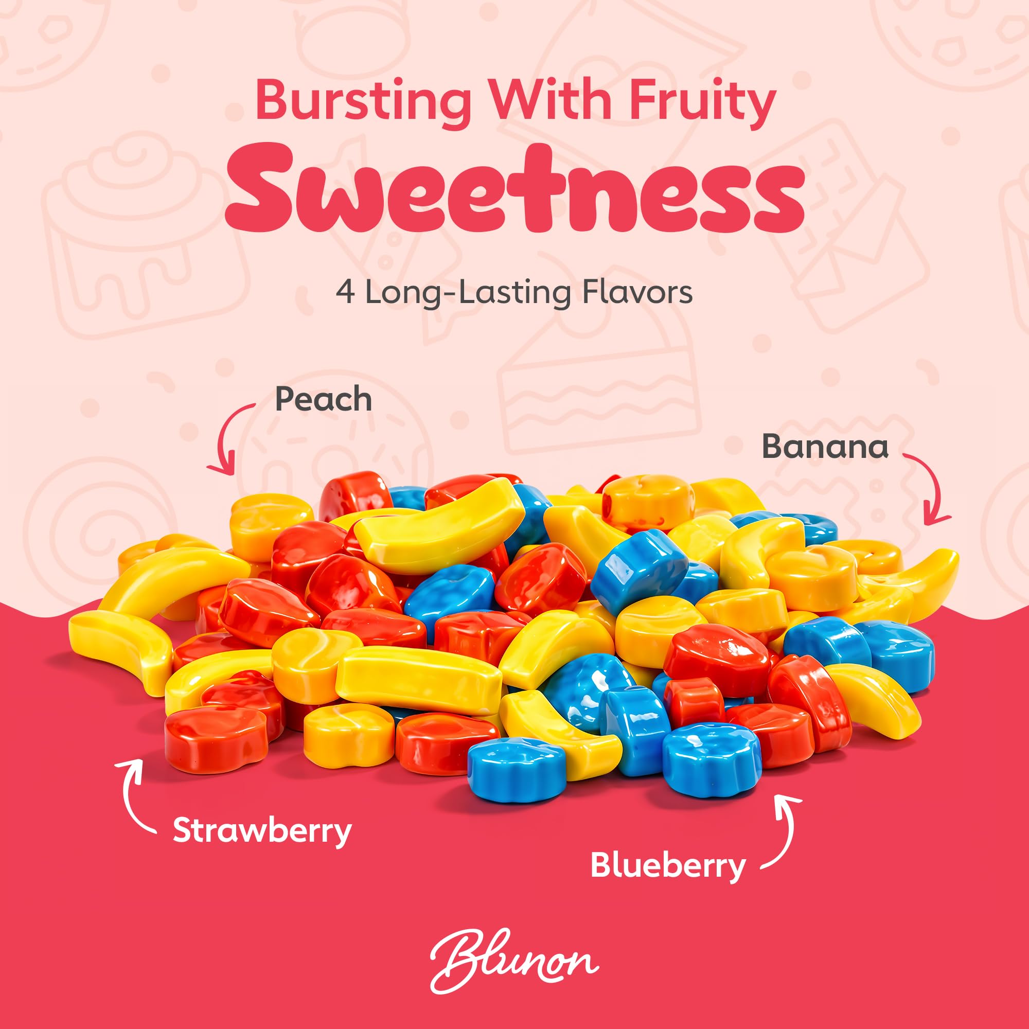 Blunon fruit-shaped hard candy peaches brightening snack bowls