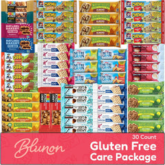 Blunon gluten-free snacks 30-pack with individually wrapped bites ideal for travel and lunches.