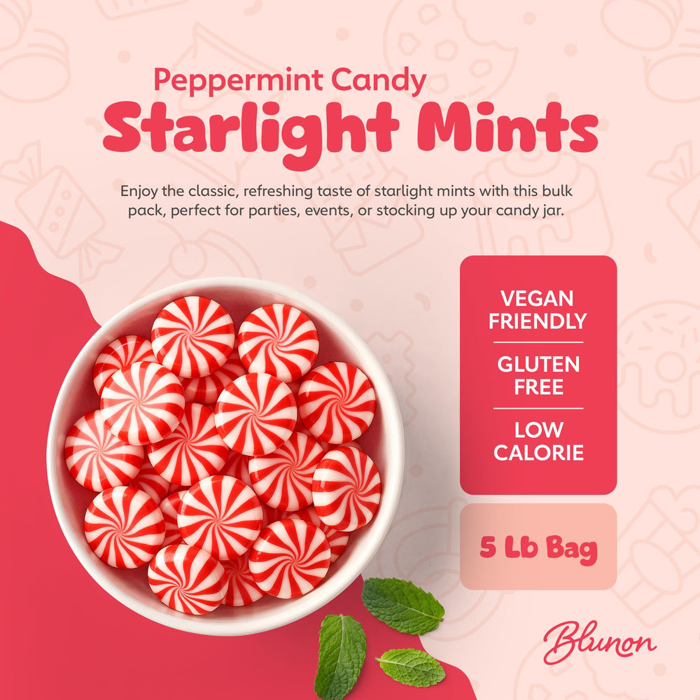 Blunon Peppermint Starlight Mints individually wrapped, convenient for snacks on the go