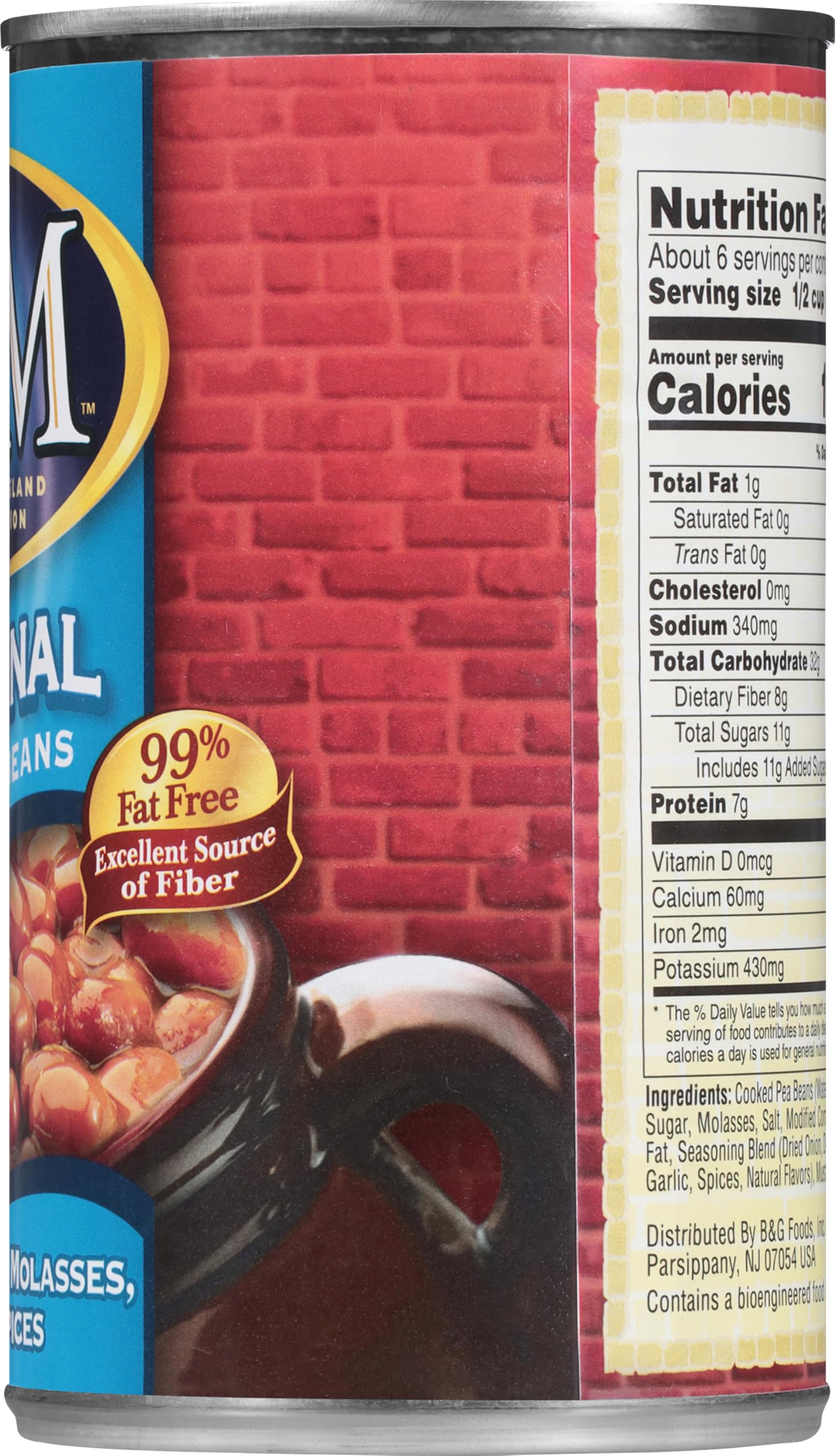 B&M Baked Beans Original 28oz can on shelf for quick meals.