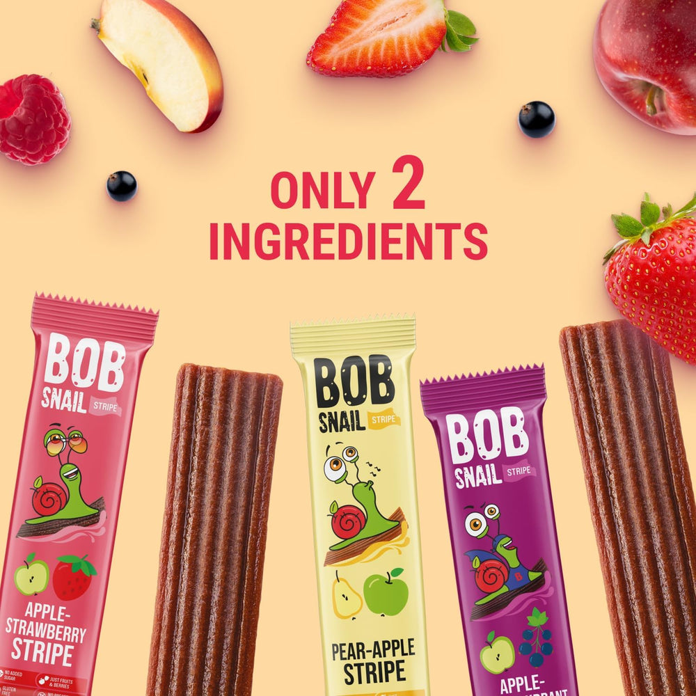 Bob Snail Apple-Pear fruit leathers ideal for kids' lunchboxes.