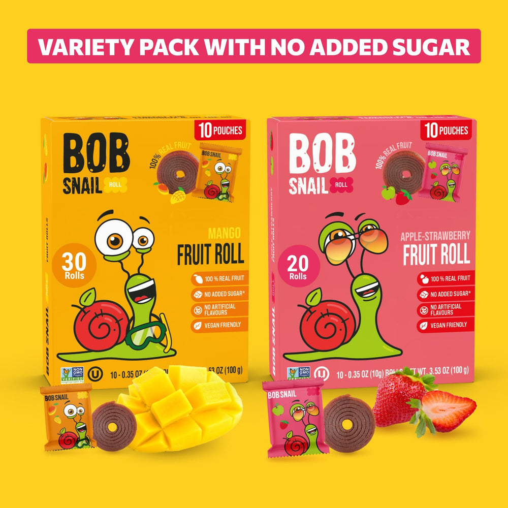 Bob Snail Fruit Roll Ups mango and strawberry flavor variety