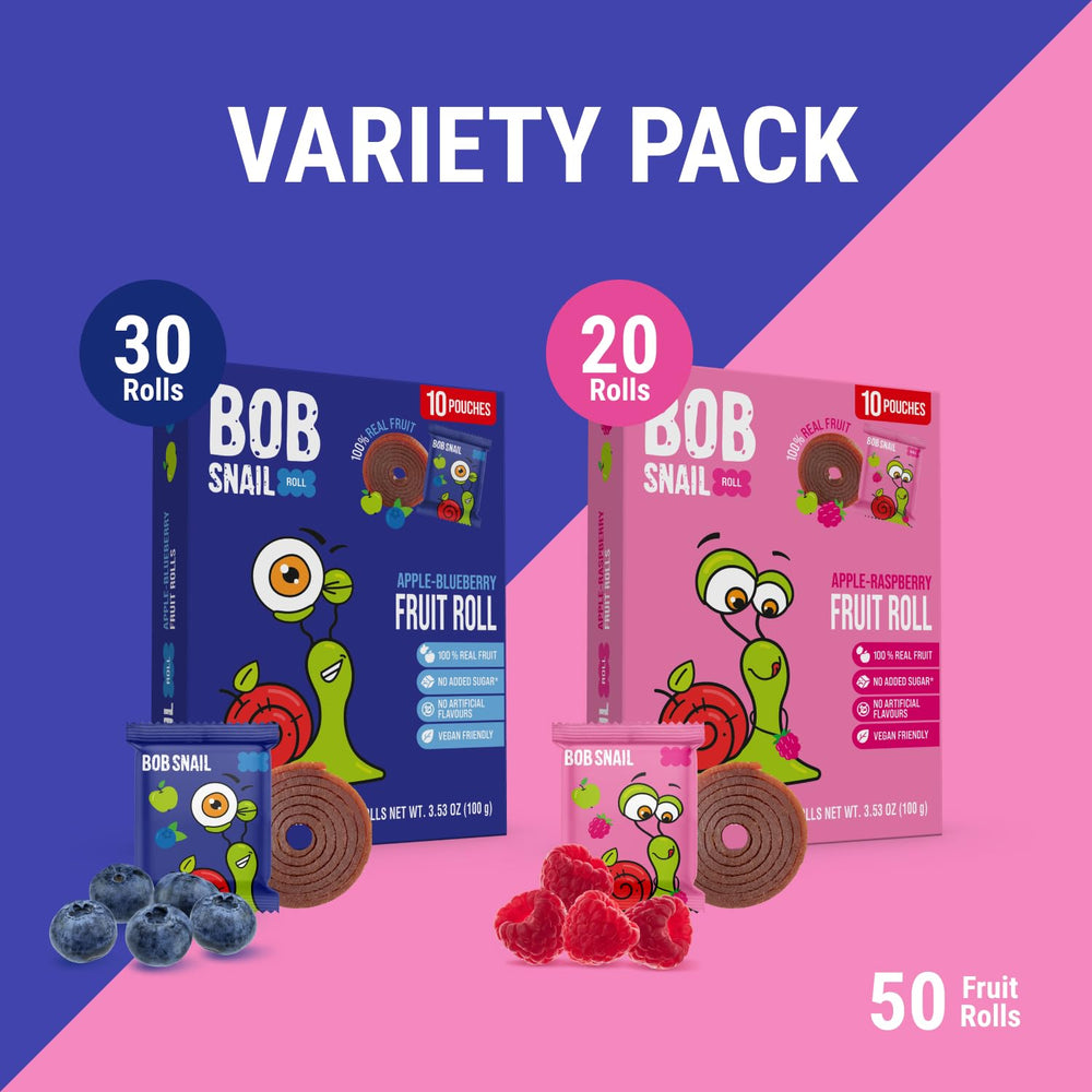 Bob Snail Fruit Roll-Ups in lunchbox, easy-to-pack healthy treat for kids