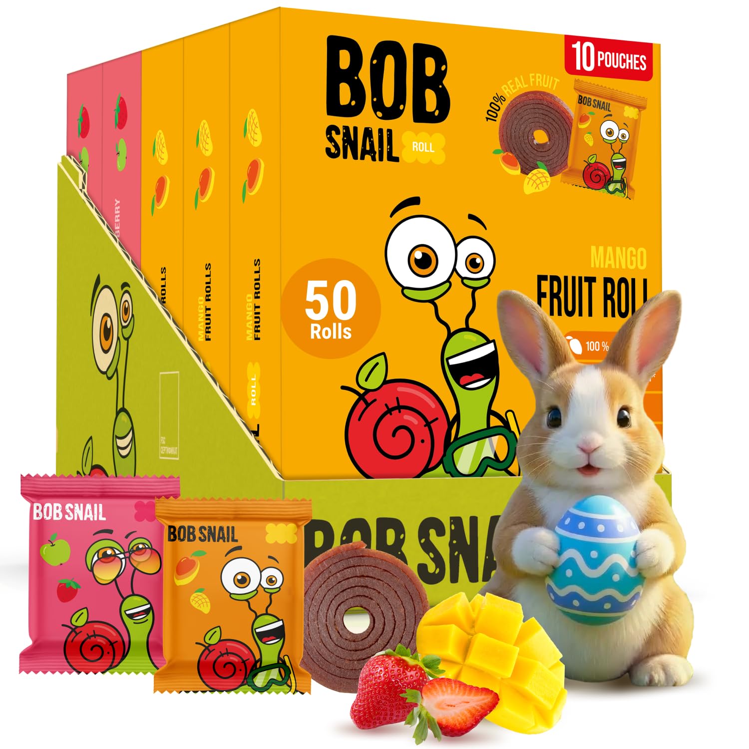 Bob Snail Fruit Roll Ups mango strawberry pack for on-the-go snacking