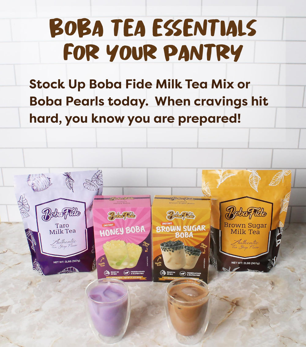 Boba Fide vegan halal certified pearls highlight dietary-friendly topping.