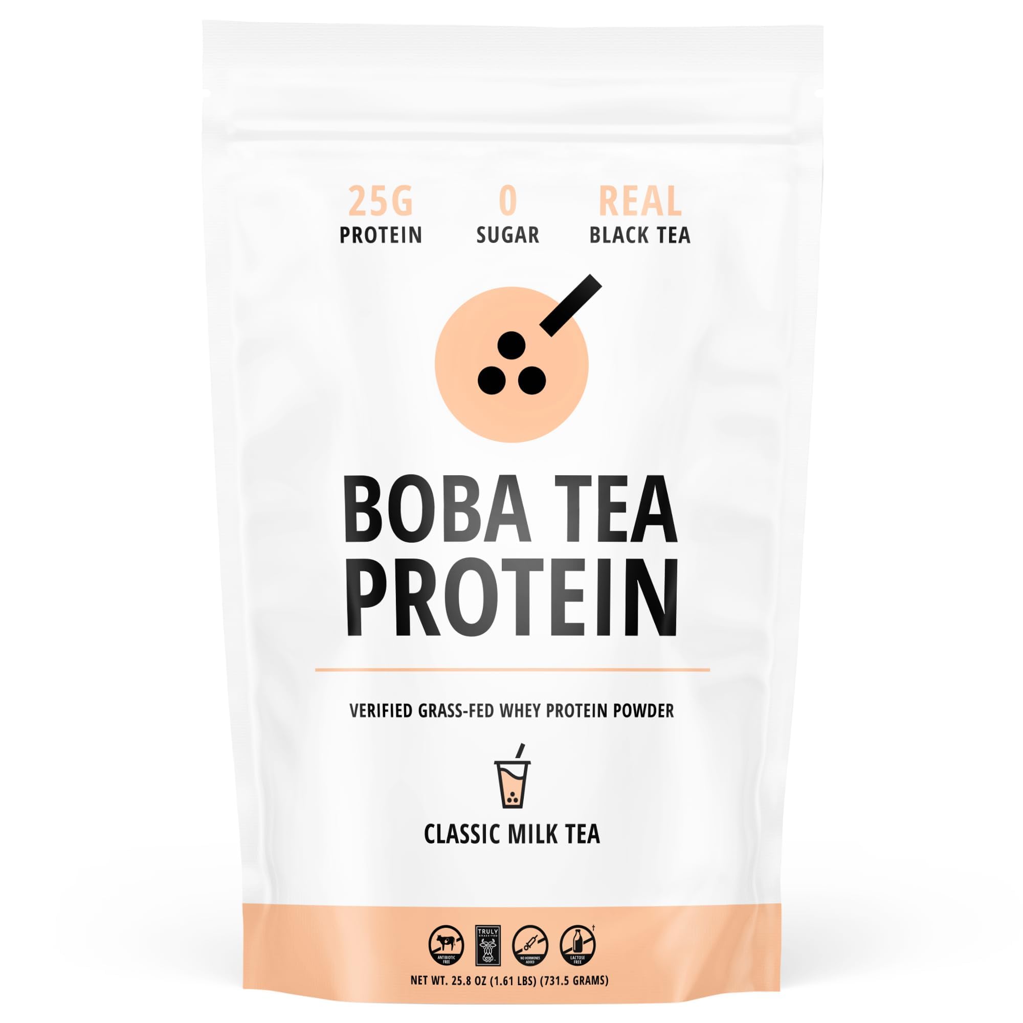 Boba Tea Protein Classic Milk Tea tin front for convenient protein on the go.
