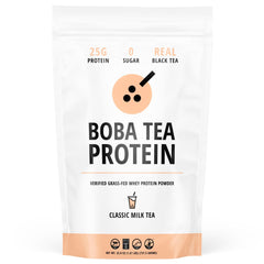 Boba Tea Protein Classic Milk Tea tin front for convenient protein on the go.