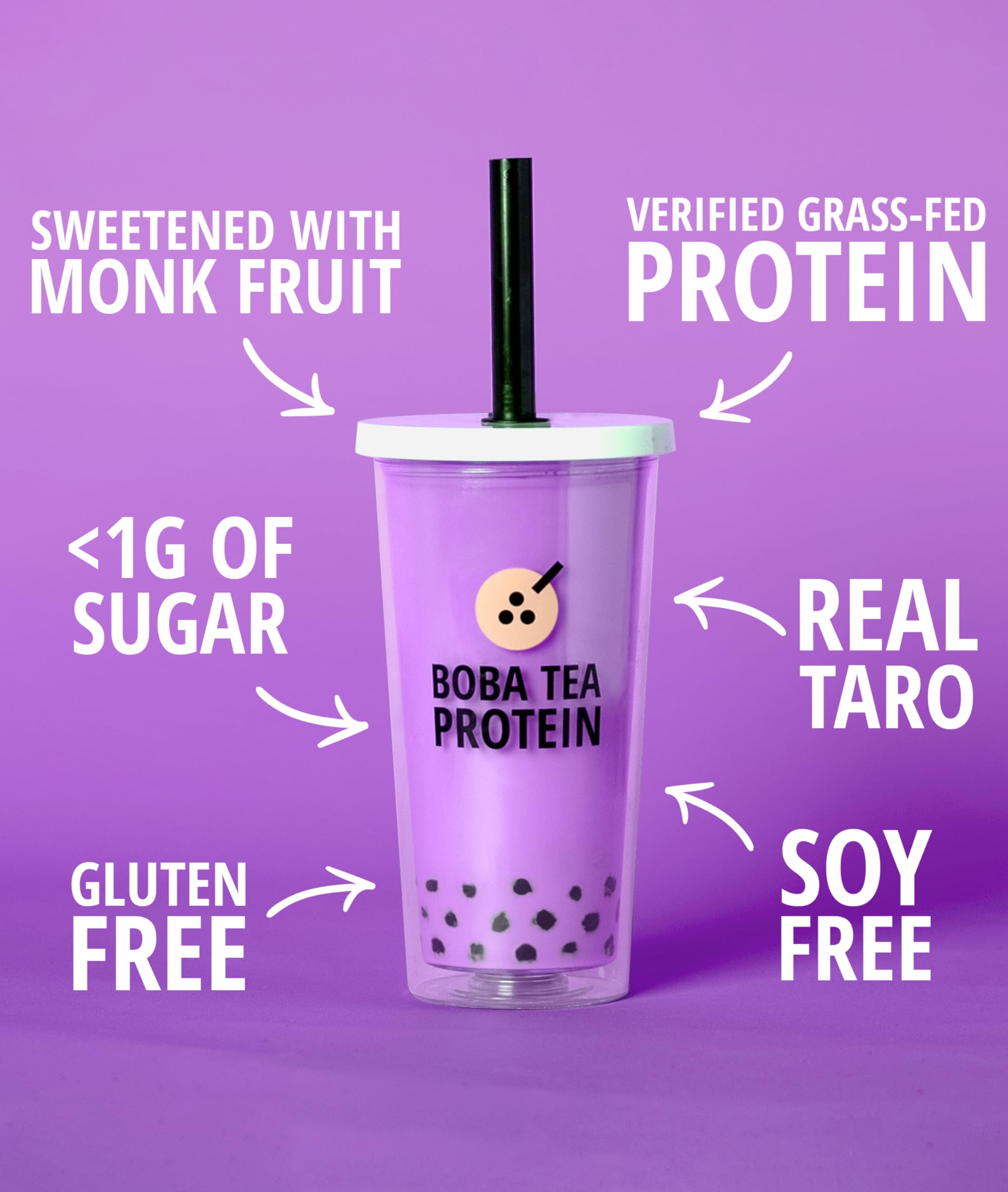 Boba Tea Protein taro milk tea prepared drink served over ice, creamy and refreshing.