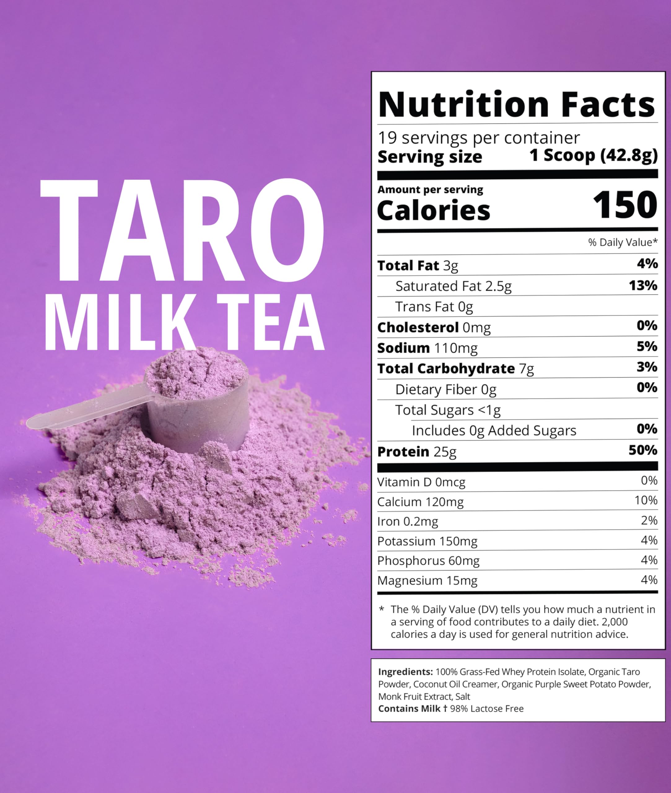 Boba Tea Protein taro milk tea scoop ready to measure your daily protein.