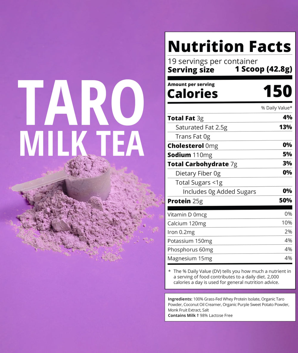 Boba Tea Protein taro milk tea scoop ready to measure your daily protein.