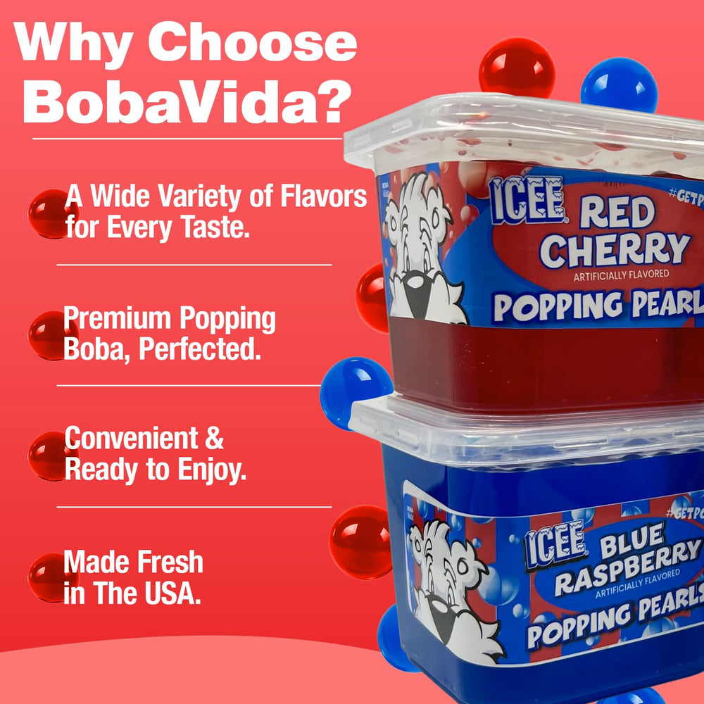 Bobavida ICEE popping boba pearls on dessert plate idea