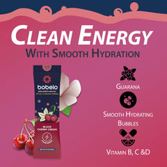 Bobelo Black Cherry Cream energy drink in glass showing rich flavor and color