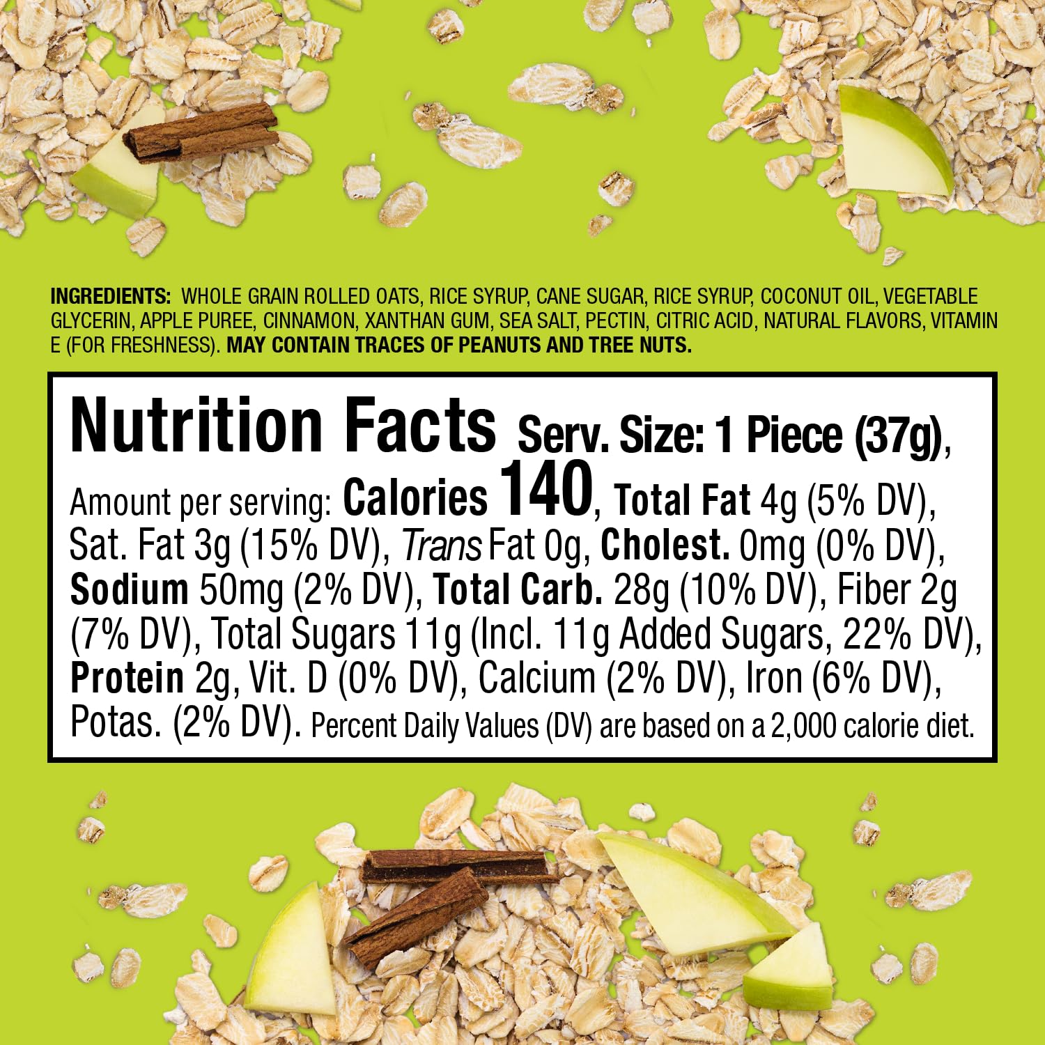 Close-up of Bobo's Apple Pie Bite texture highlighting soft, bakery-style oats.