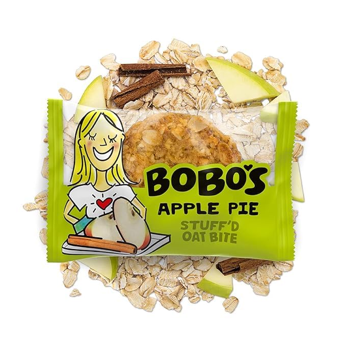Seven-pack display of Bobo's Apple Pie Bite for family lunches.