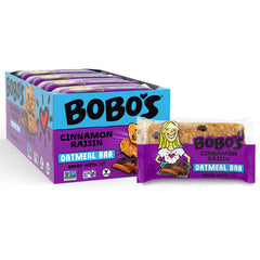 Bobo's Cinnamon Raisin Oat Bar close-up shows soft texture for comforting bites.