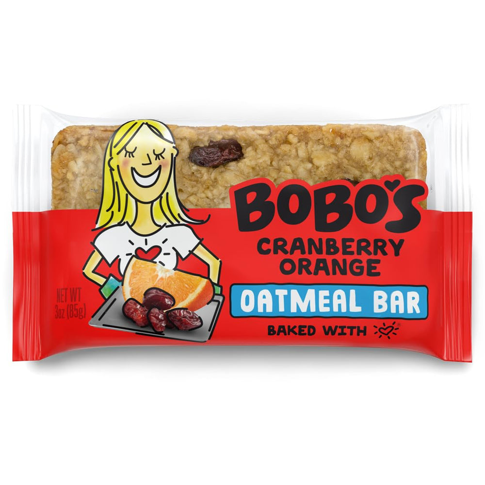 Bobo's Cranberry Orange Oat Bars packaging for home or travel.
