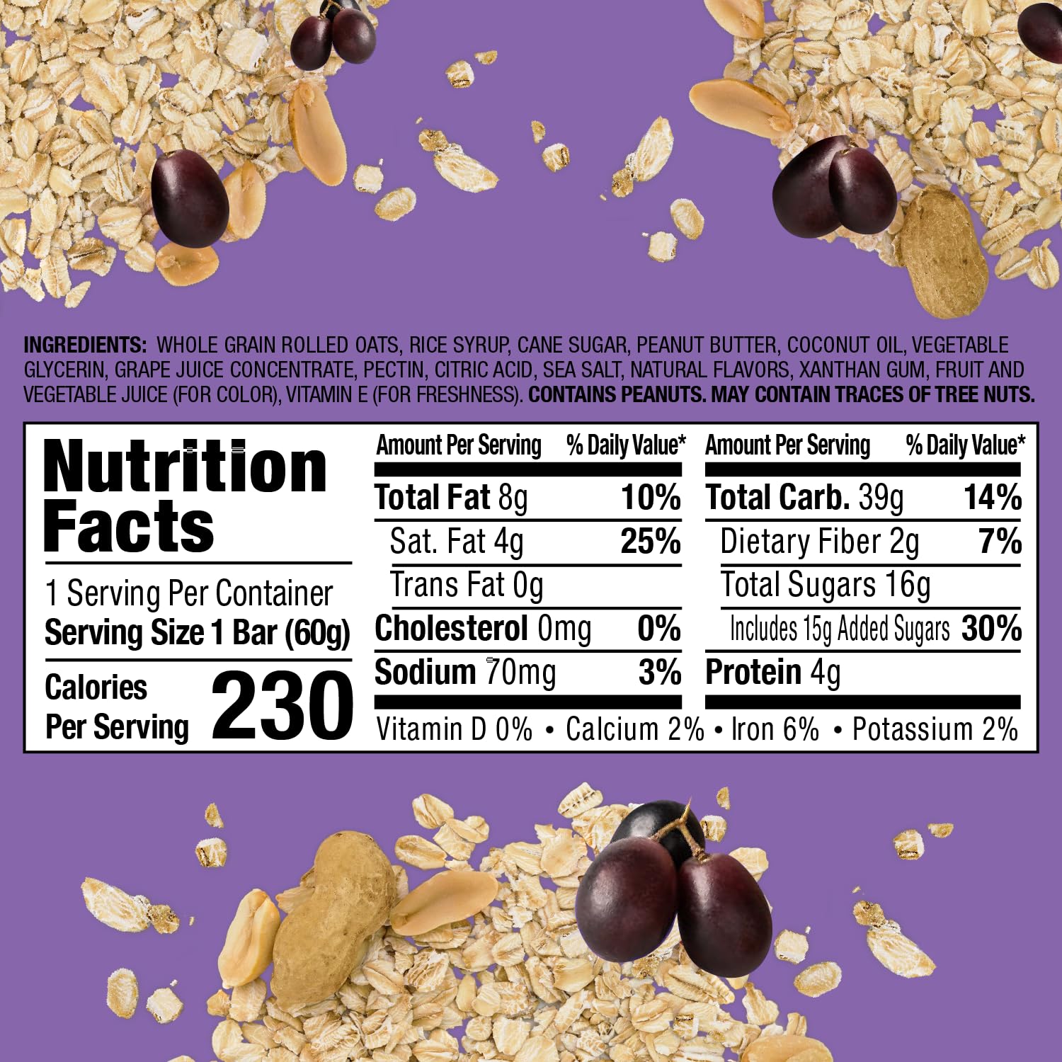 Bobos Grape PB&J oat bar in hand, perfect for quick energy between classes
