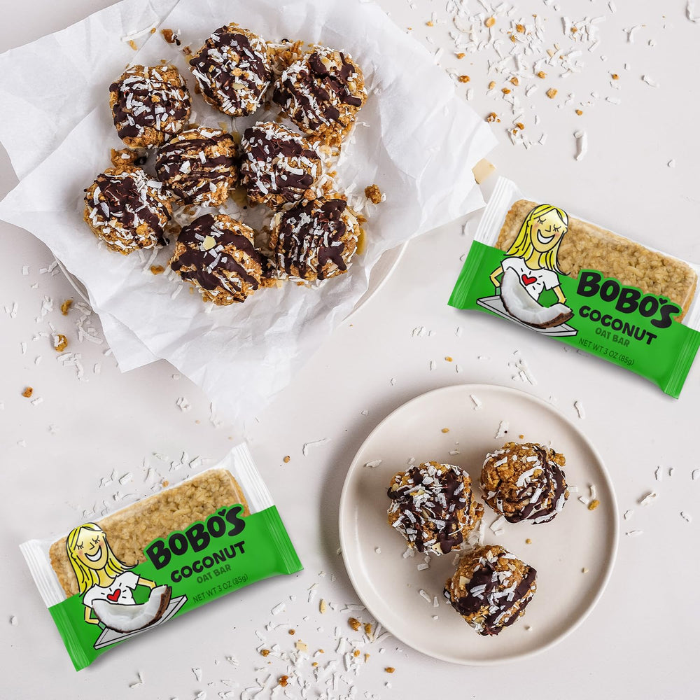 Bobos Oat Bar Sampler on-the-go image suggests fast, portable energy
