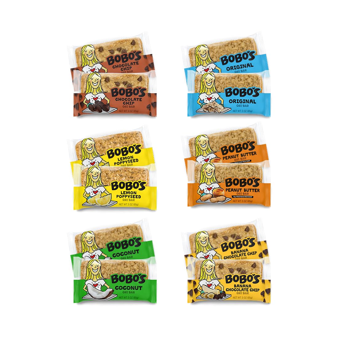 Bobos Oat Bar Sampler Pack pack-shot shows variety for quick breakfasts