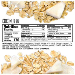 Close-up of Bobo's Oat Bars Coconut bar, wholesome ingredients for a quick satisfying snack