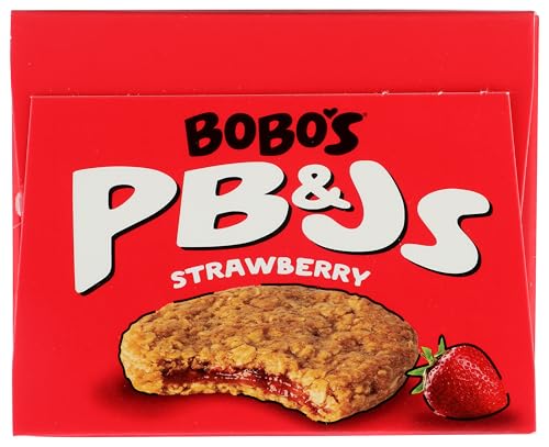 Bobo's Oat Bars PB&Js Strawberry shown as a convenient on-the-go snack.