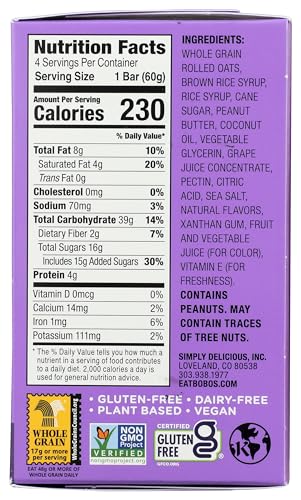 Bobo's Oat Bars PB&J Grape close-up highlights chewy oats and jam-filled center.