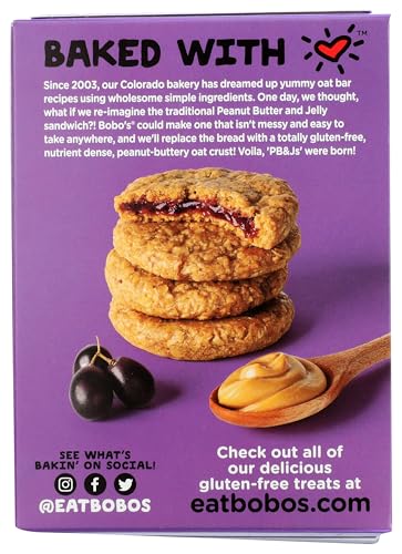 Bobo's Oat Bars PB&J Grape ingredients reveal wholesome oats and fruit flavors.