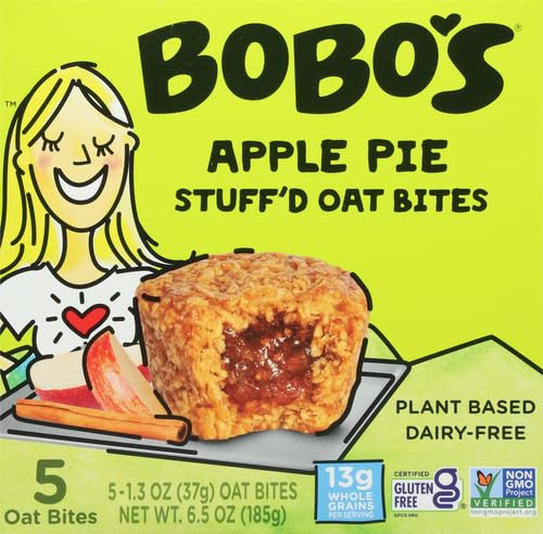 Bobo's Oat Bites Apple Pie Stuffed vegan badge on the package.