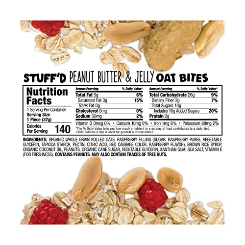 Close-up of the peanut butter and jelly center in a Bobo's Oat Bites bar.