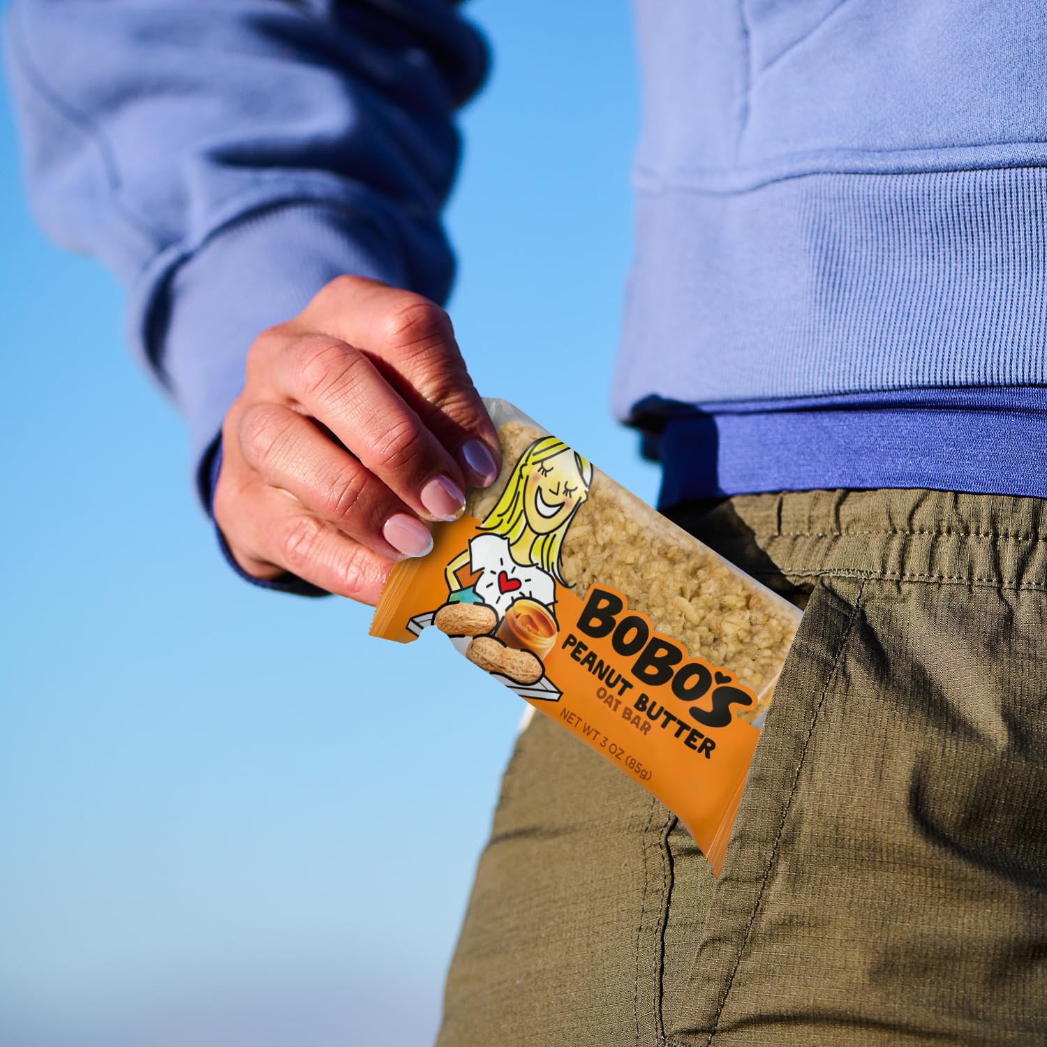 Bobos Peanut Butter Oat Bar ready in a bag for busy days
