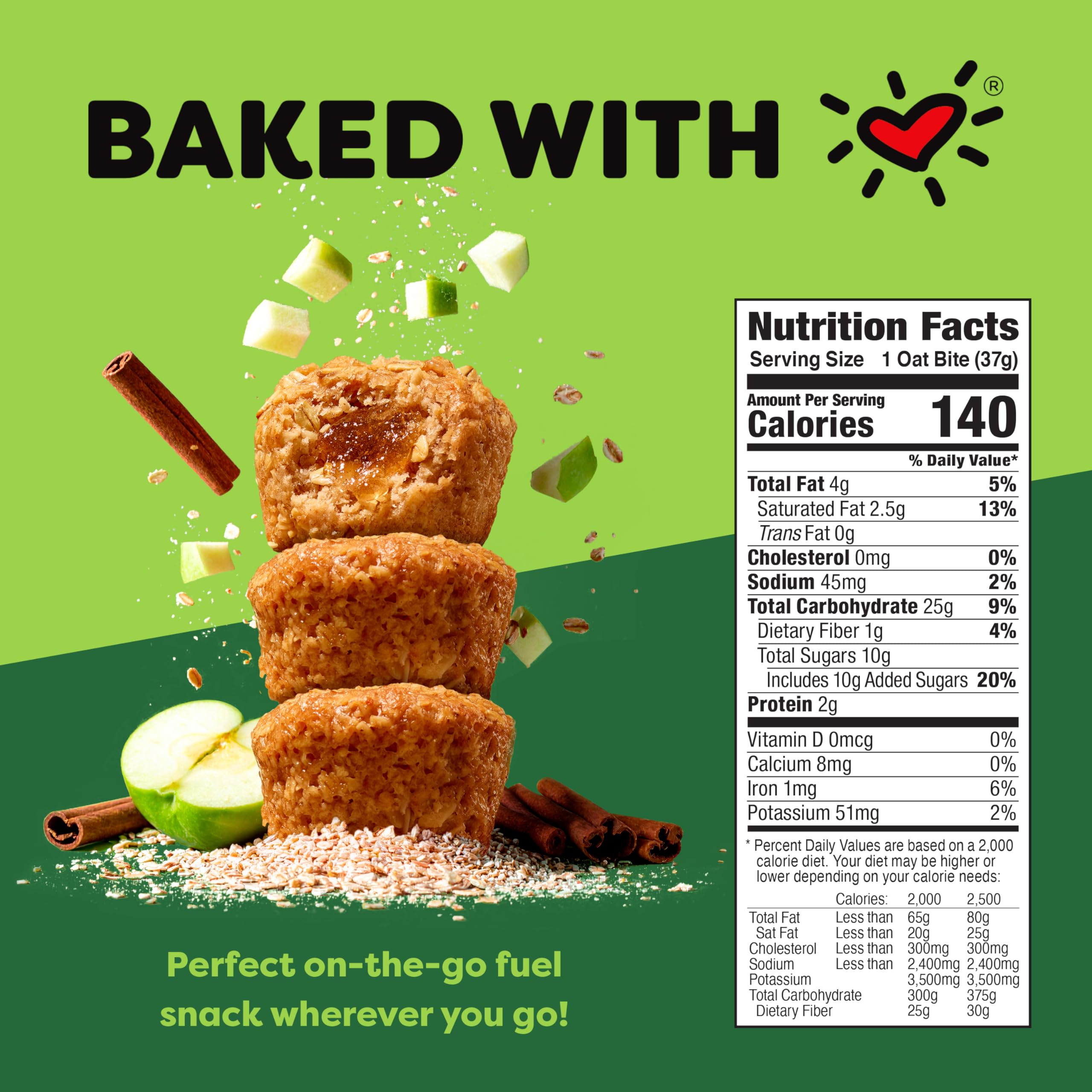 Bobo's Stuff'd Apple Pie Oat Bites bite closeup reveals a soft filling and oat exterior
