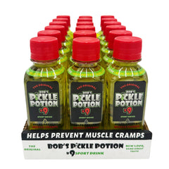 Bob's Pickle Potion #9 bottle close-up reveals dill flavor for on-the-go hydration.