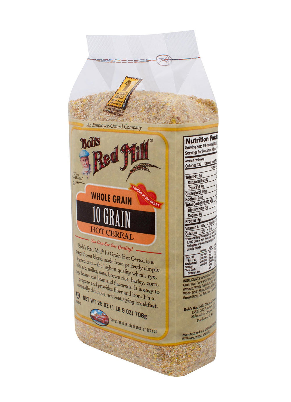 Bob's Red Mill 10 Grain Cereal grain closeup, shows nutritious whole grains.