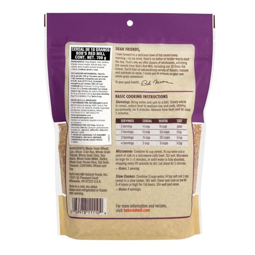 Microwave-ready Bob's Red Mill 10 Grain hot cereal in minutes for a quick, wholesome breakfast