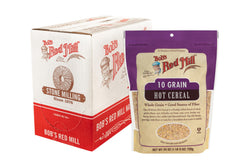Bob's Red Mill 10 Grain Hot Cereal pack shot with resealable pouches for easy storage.