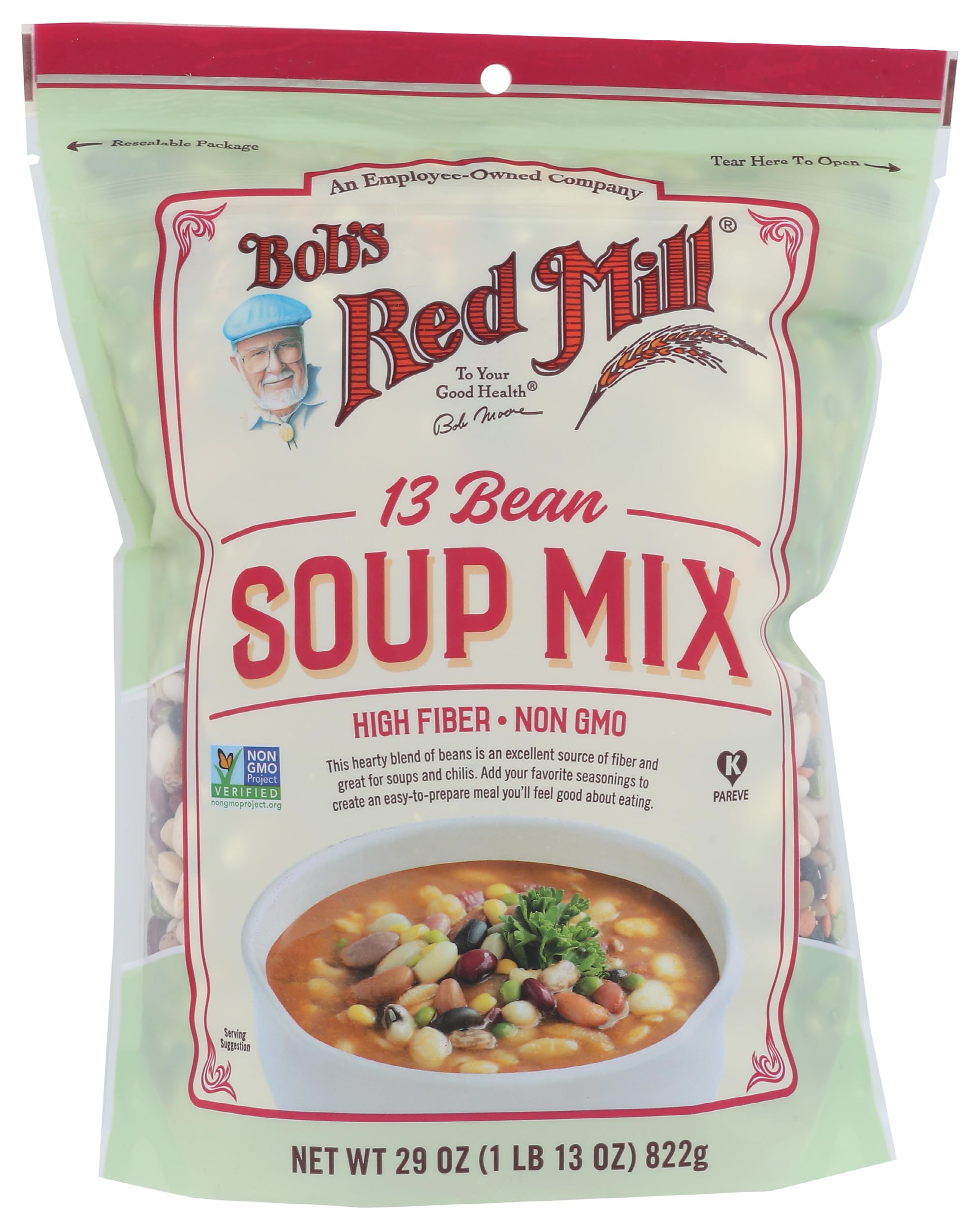 Hearty cooked soup in a bowl using Bob's Red Mill mix, ready to enjoy