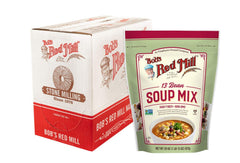 Bob's Red Mill 13 Bean Soup Mix packaging for a four-pack, convenient pantry staple.